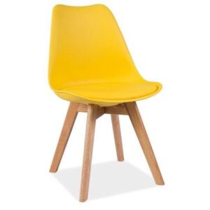 Krzesło KRIS żółte/dąb ☞ Kupuj w Sprawdzonych i wysoko Ocenianych sklepach