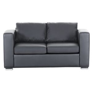 Skórzana sofa dwuosobowa czarna - kanapa - HELSINKI