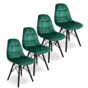 Zestaw krzeseł Fabio Velvet zielony / noga czarna - 4szt