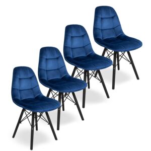 Zestaw krzeseł Fabio Velvet niebieski / noga czarna - 4szt
