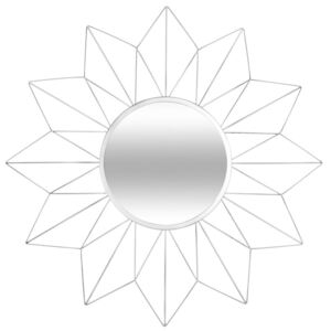 Lustro ścienne SUN z ramą dekoracyjną, Ø 60 cm, kolor biały