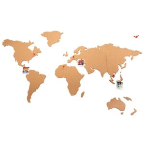 Mapa świata na ścianę do zaznaczania miejsc, 102 x50 cm, korkowa