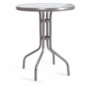 Metalowy stół z szklanym blatem - srebrny - Rozmiar średnica 60cm