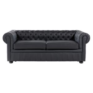 Sofa skórzana czarna CHESTERFIELD