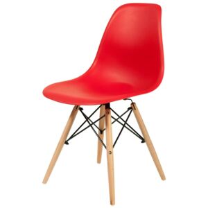 Krzesło Designerskie SAN MARINO czerwone kolor: czerwony, Materiał: tworzywo sztuczne, drewno bukowe