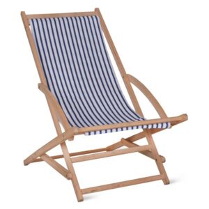 Leżak ogrodowy z konstrukcją z drewna bukowego Garden Trading Rocking Deck Chair Blue Stripe