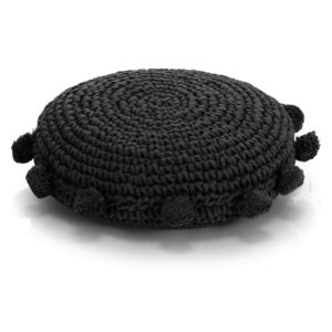 Dziana poduszka podłogowa, okrągła, bawełna, 45 cm, czarna