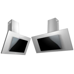 Okap kuchenny HAAG Vertical Inox-Satyna 6S LED-SMD! HIT SPRZEDAŻY! 60 Szlachetna Satyna, grube szkło wysokiej jakości w kolorze czarnym