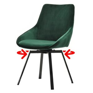 SELSEY Krzesło tapicerowane Yanii z podłokietnikami zielone na czarnej podstawie