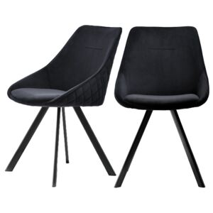 SELSEY Zestaw dwóch krzeseł tapicerowanych Jarel czarne pikowane