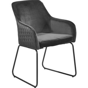 Krzesła antracyt, pikowane plecy, metalowa rama - 2 sztuki