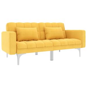 Sofa rozkładana, żółta, tapicerowana tkaniną