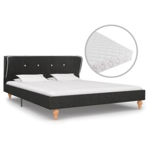 Łóżko z materacem, ciemnoszare, juta, 140 x 200 cm