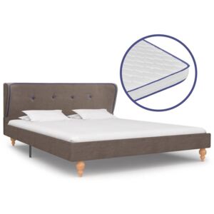 Łóżko z materacem memory, taupe, tkanina, 140 x 200 cm