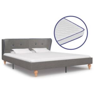 Łóżko z materacem memory, jasnoszare, tkanina, 160 x 200 cm