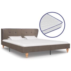 Łóżko z materacem memory, taupe, tkanina, 160 x 200 cm
