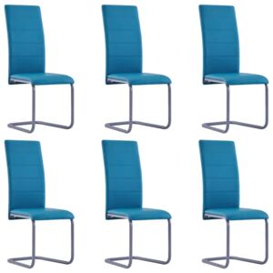 Krzesła jadalniane, 6 szt., niebieskie, sztuczna skóra