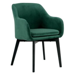Tapicerowane krzesło JUAN VELVET zielony - czarne nogi