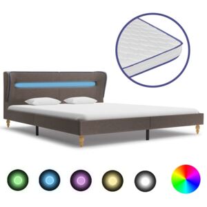 Łóżko LED z materacem memory, taupe, tkanina, 180 x 200 cm