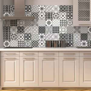 Zestaw 24 naklejek ściennych Ambiance Wall Decal Cement Tile Gray Lindos, 10x10 cm