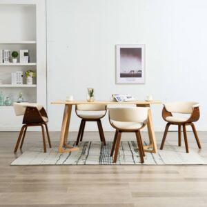 Krzesła do jadalni, 4 szt., kremowe, gięte drewno i ekoskóra