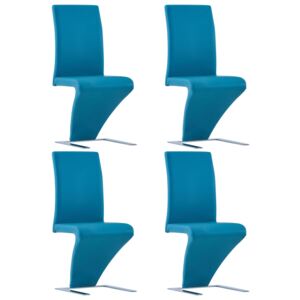 Krzesła o zygzakowatej formie 4 szt, niebieskie, sztuczna skóra