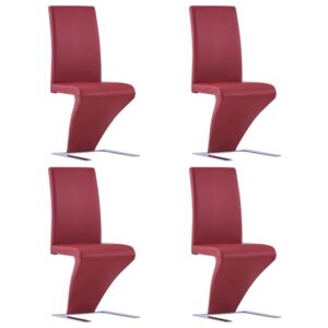Krzesła o zygzakowatej formie, 4 szt., czerwone, sztuczna skóra