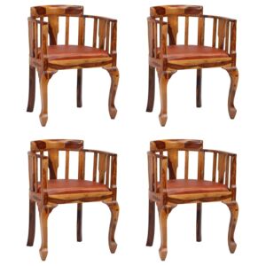 Krzesła do jadalni, 4 szt., prawdziwa skóra i drewno sheesham