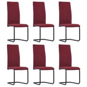 Krzesła jadalniane, 6 szt., czerwone wino, tapicerowane tkaniną