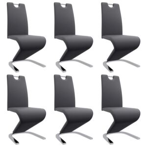 Krzesła o zygzakowatej formie, 6 szt., szare, sztuczna skóra