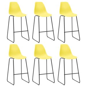 Krzesła barowe, 6 szt., żółte, plastik