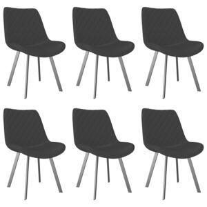 Krzesła jadalniane, 6 szt., czarne, sztuczna skóra