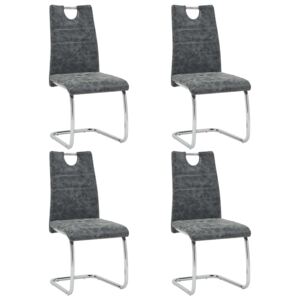 Krzesła jadalniane, 4 szt., czarne, sztuczna skóra