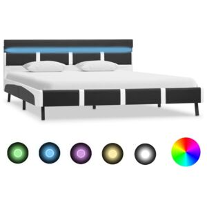 Rama łóżka z LED, szara, sztuczna skóra, 140x200 cm