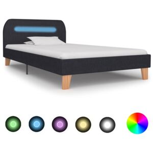 Rama łóżka z LED, ciemnoszara, tkanina, 90 x 200 cm