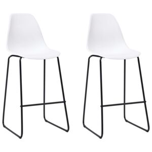 Krzesła barowe, 2 szt., białe, plastik