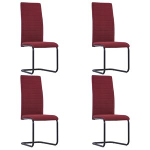 Krzesła jadalniane, 4 szt., czerwone wino, tapicerowane tkaniną