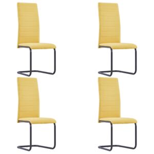 Krzesła jadalniane, 4 szt., żółte, tapicerowane tkaniną