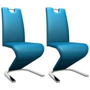 Krzesła o zygzakowatej formie 2 szt, niebieskie, sztuczna skóra