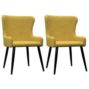Krzesła do jadalni, 2 szt., żółte, aksamit