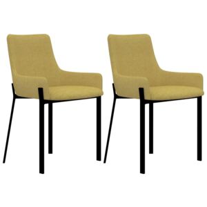 Krzesła stołowe, 2 szt., żółte, tapicerowane tkaniną