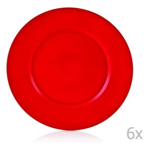 Zestaw 6 czerwonych talerzy porcelanowych Efrasia