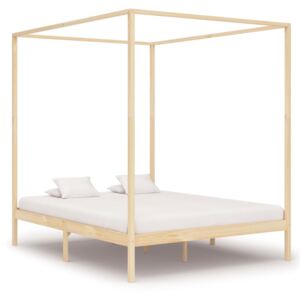 Rama łóżka z baldachimem, lite drewno sosnowe, 160 x 200 cm