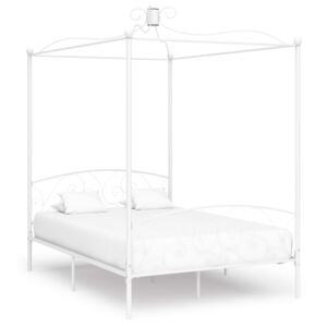 Rama łóżka z baldachimem, biała, metalowa, 120 x 200 cm