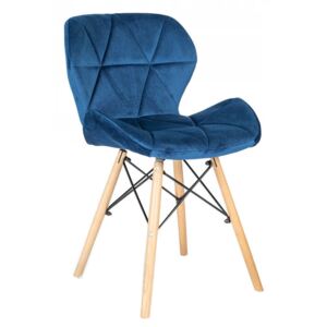 Krzesło Skandynawskie - Biorno - Welur Niebieskie