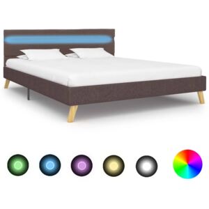 Rama łóżka z LED, taupe, tkanina, 120 x 200 cm
