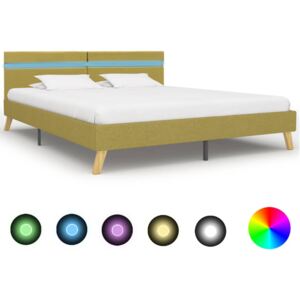 Rama łóżka z LED, zielona, tkanina, 180 x 200 cm