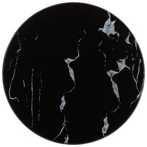 Blat stołu, czarny, Ø30 cm, szkło z teksturą marmuru