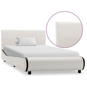 Rama łóżka, biała, sztuczna skóra, 90 x 200 cm