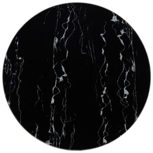 Blat stołu, czarny, Ø80 cm, szkło z teksturą marmuru